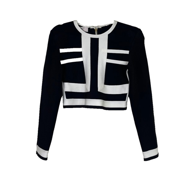 House Of CB London Womens Kayton Bandage Crop Top Size L Black Stretch Full Zip - Picture 1 of 10